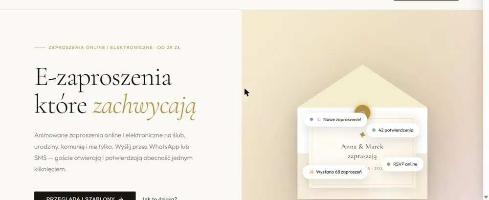 Zrzut ekranu strony e-zaproszenie.pl