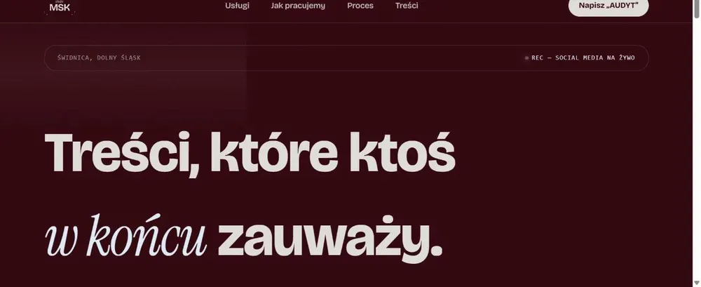 Zrzut ekranu strony głównej studio MSK