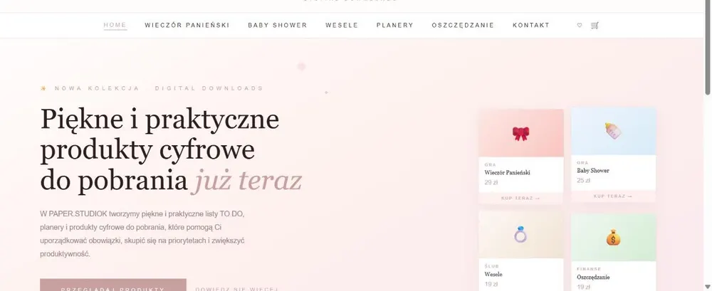 Zrzut ekranu sklepu PAPER.STUDIOK