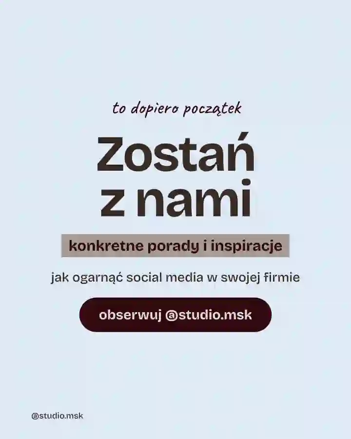Slajd karuzeli: zostań z nami, obserwuj studio msk